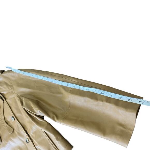 Ralph Lauren Womens Cropped Lambskin Trench‎ Coat Size M Tan Luxe MSRP $998 FLAW - Picture 15 of 16